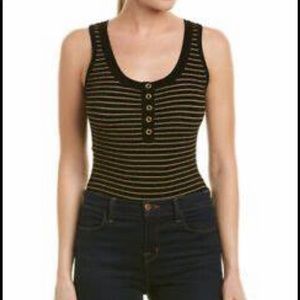Ronny Kobo Bodysuit black with gold stripes and buttons size XS like new